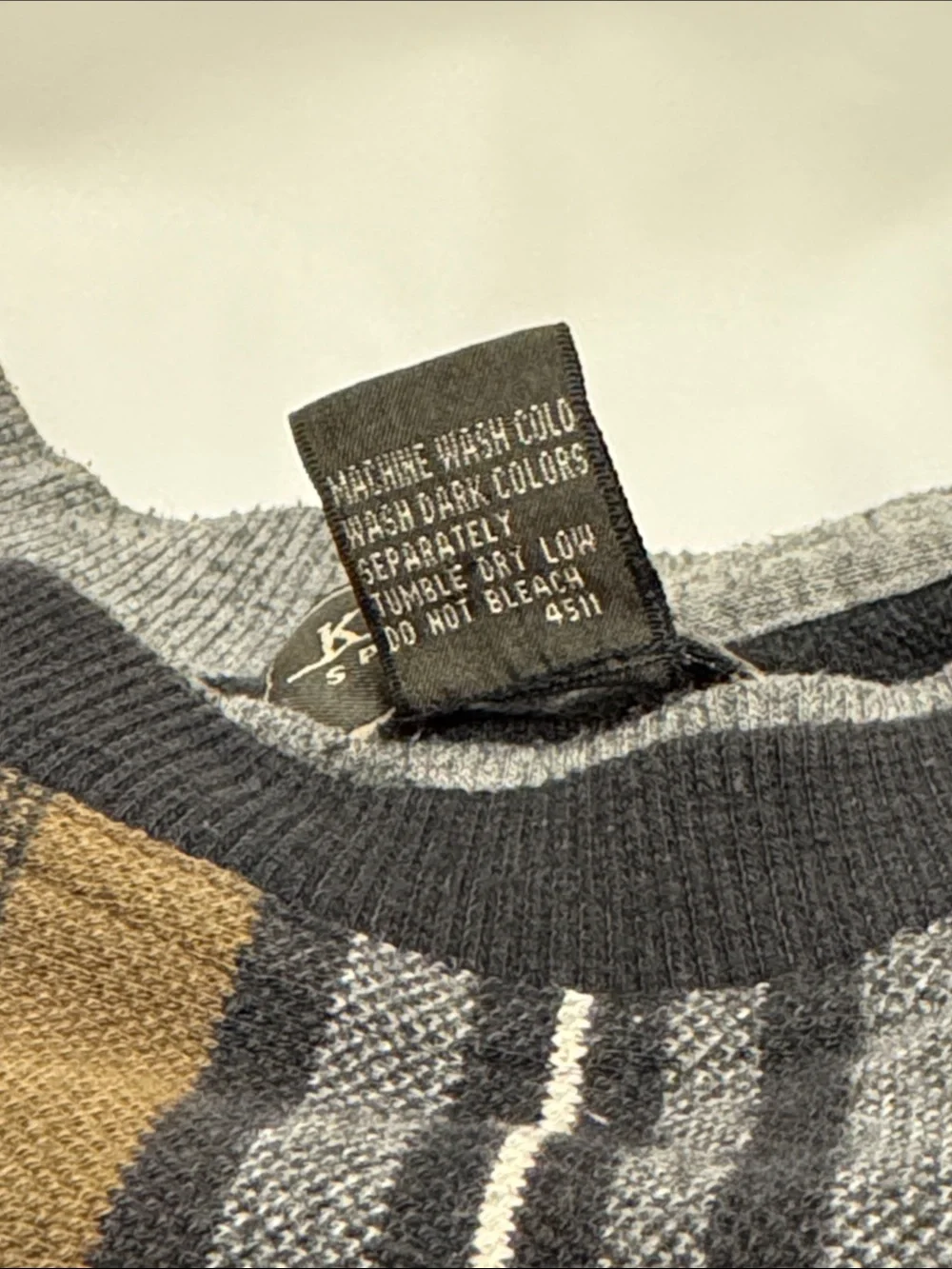 Vintage 90s Knights Sportswear Brown/Gray Vertical Striped Crewneck Sweater